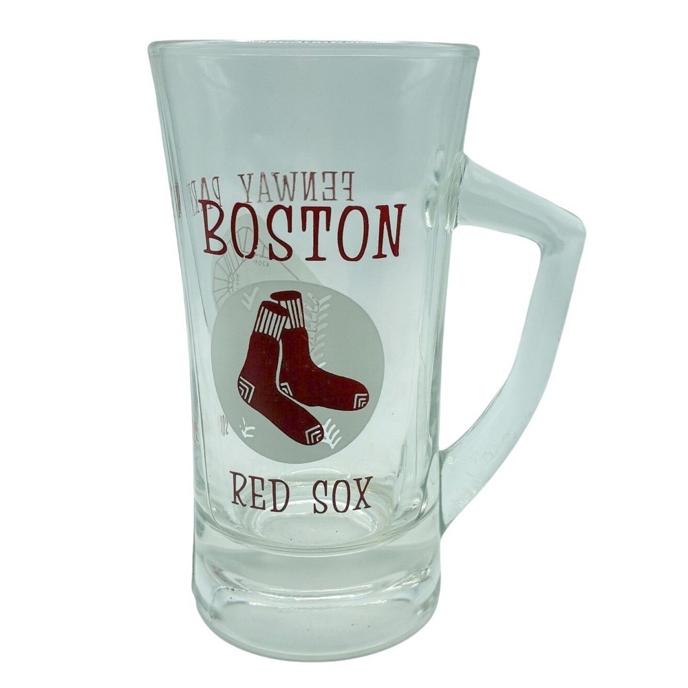 Vintage MLB Boston Red Sox Beer Mug Clear Fenway Park Stadium Diagram Stein